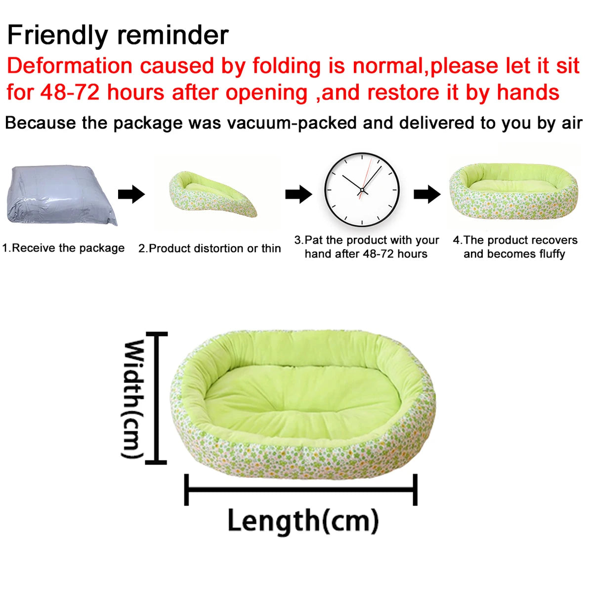 Floral All-Season Dog Bed – Soft Cushion Pad for Small Dogs & Cats