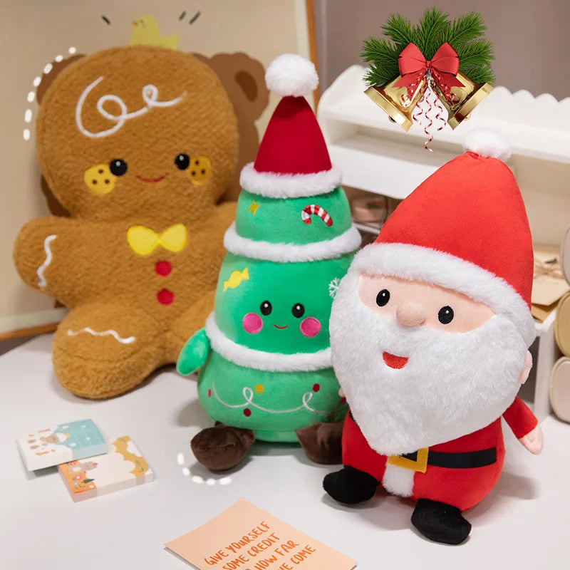 Christmas Tree & Gingerbread Plush Doll, Holiday Stuffed Toy Gift