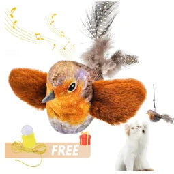 Wall Hanging Squeaky Bird Cat Toy with Catnip, Self-Play Chase Teaser