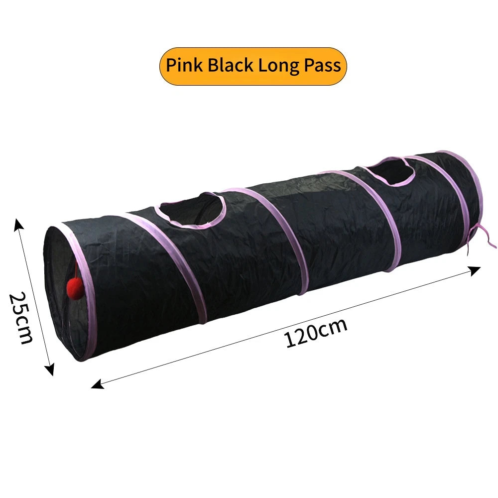 Foldable Cat Play Tunnel, Crinkle Peek-a-Boo Tube Toy