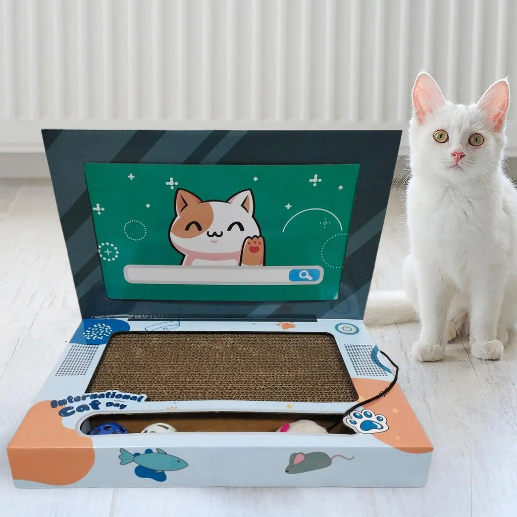 Foldable Cardboard Laptop Cat Scratcher, Fun Scratch Pad for Kittens
