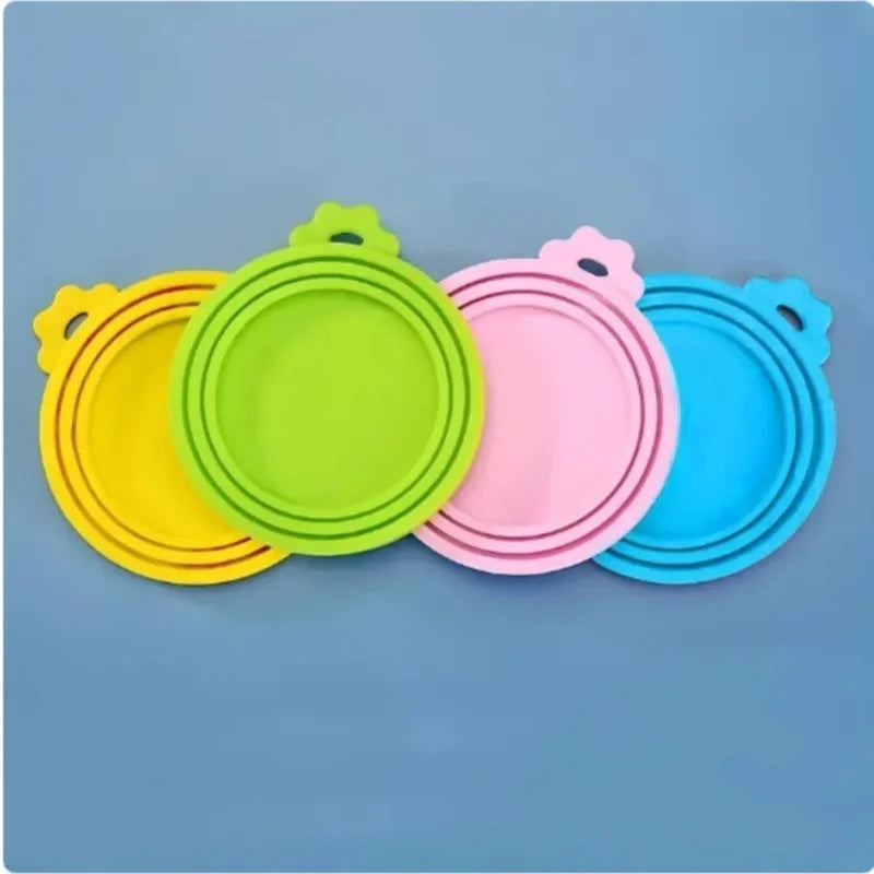 Silicone Pet Food Can Covers with Spoon, 2-Pack Reusable Lids