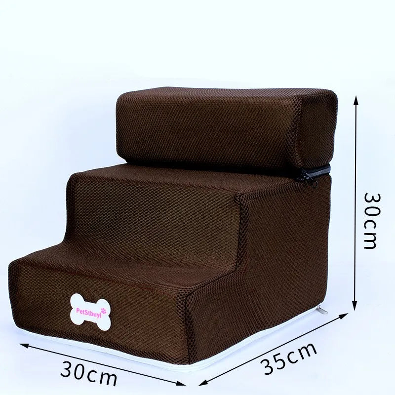 3-Step Anti-Slip Pet Stairs for Small Dogs and Cats to Bed