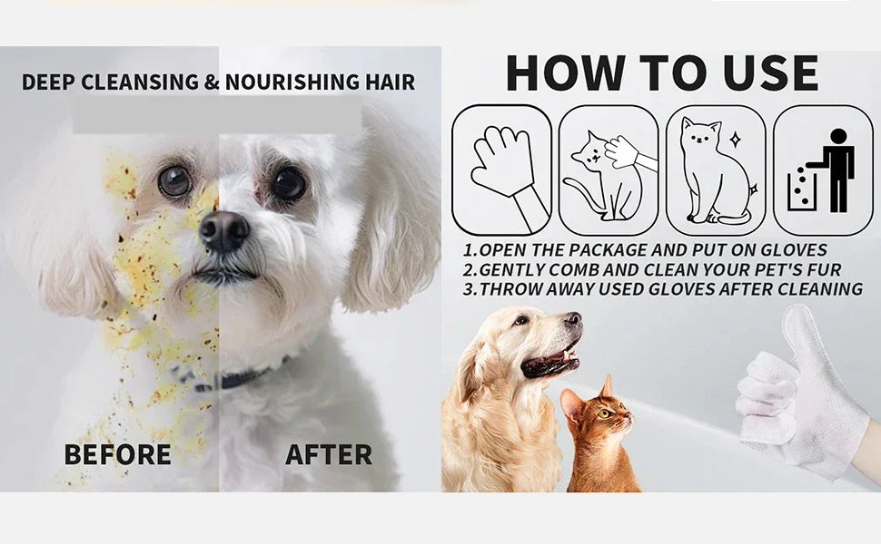 Extra-Thick Unscented Pet Cleaning Wipes for Dogs & Cats, 6 Pack