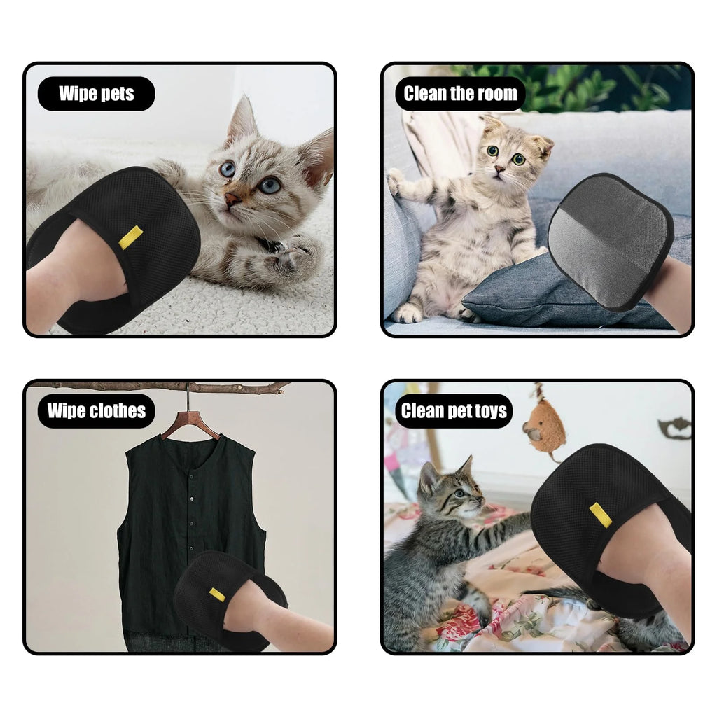Reusable Pet Hair Removal Gloves, Double-Sided Grooming Mitt