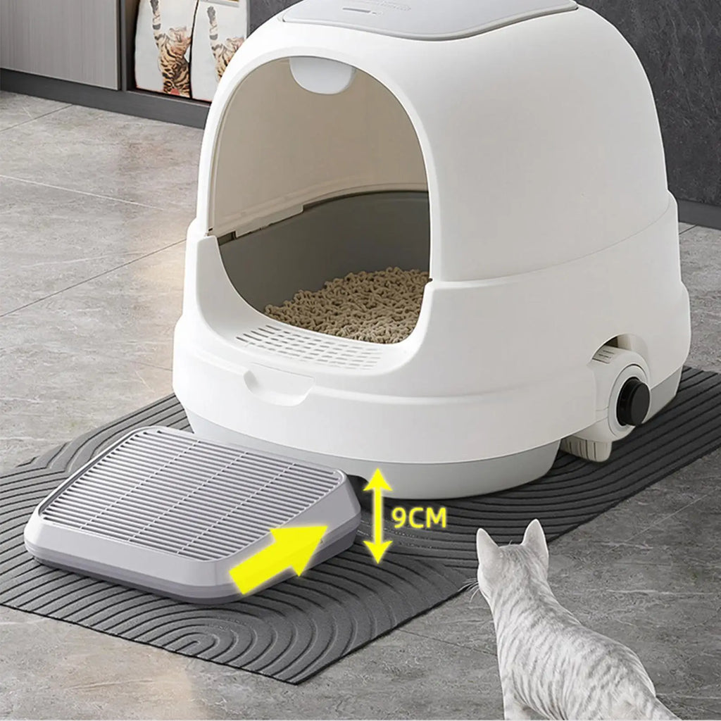 Cat Litter Catcher Mat with Ramp, Double Layer Non-Slip Tray