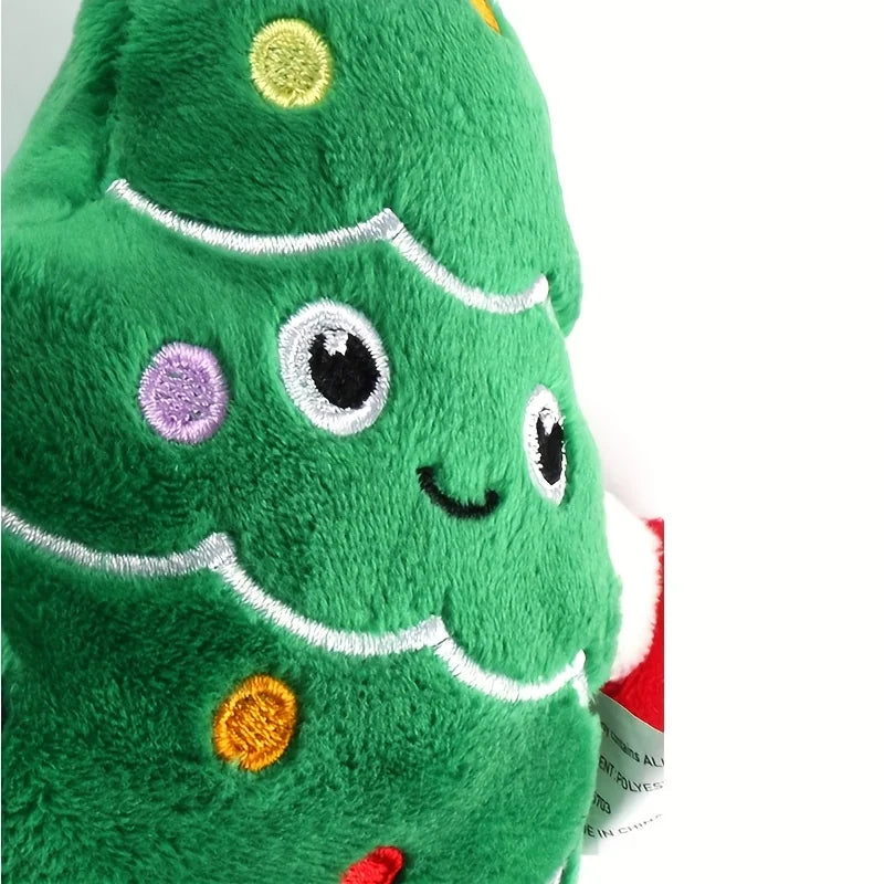 Festive Christmas Tree Plush Squeaky Chew Toy for Small Dogs