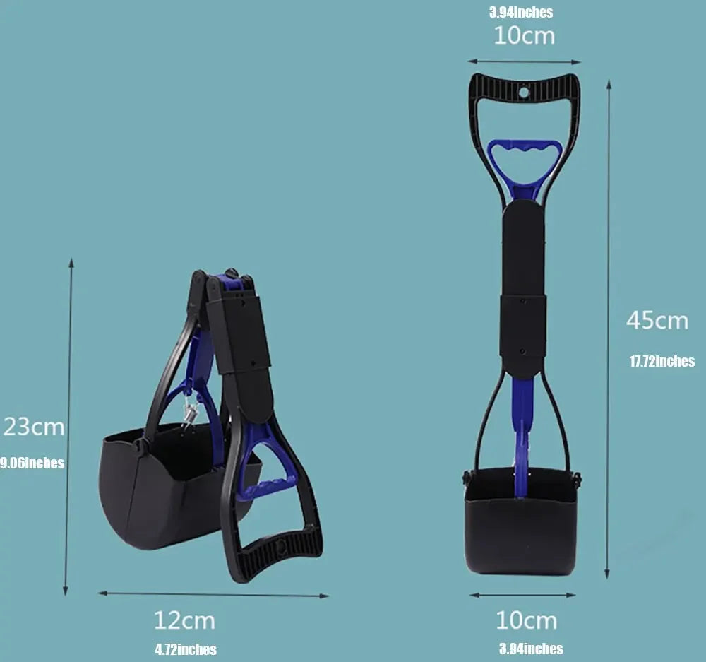 Long-Handle Foldable Dog Pooper Scooper with Jaw Clamp Pickup