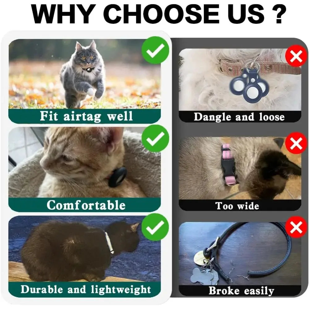 Breakaway Reflective Cat Collar with Bell and AirTag Holder for Cats