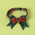 Christmas Pet Bow Collar, Adjustable Plaid Holiday Collar