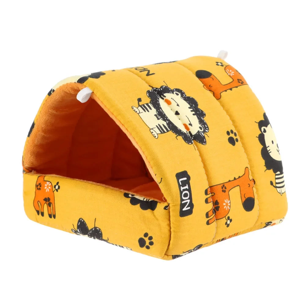Cute Cartoon Guinea Pig Bed Nest, Warm Plush Small Animal House