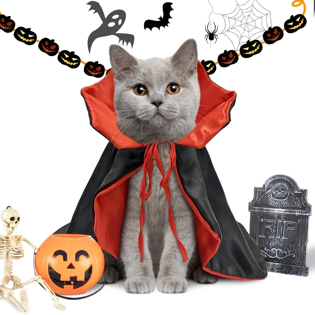 Halloween Vampire Devil Cape Costume for Dogs & Cats Cosplay Outfit