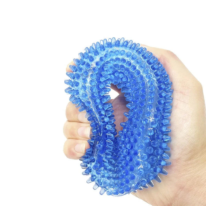Squeaky Spiky Ring Dog Chew Toy, Tooth Cleaning TPR Puppy Toy