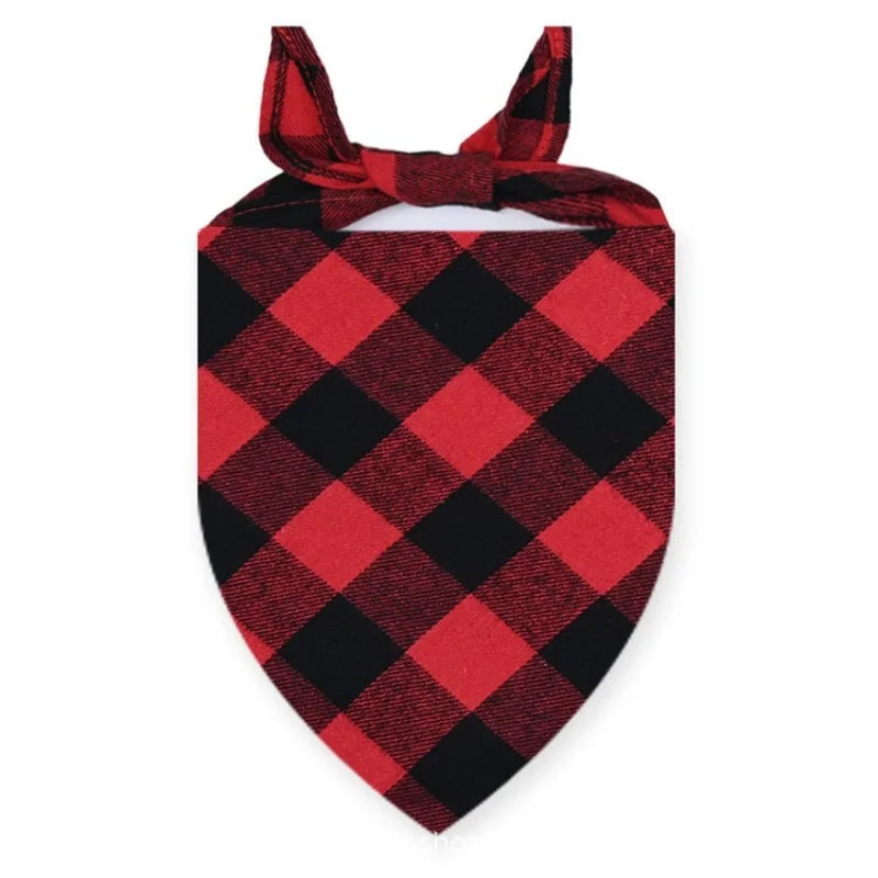 Plaid Fall Dog Bandana, Washable Cotton Bow Tie Collar Scarf