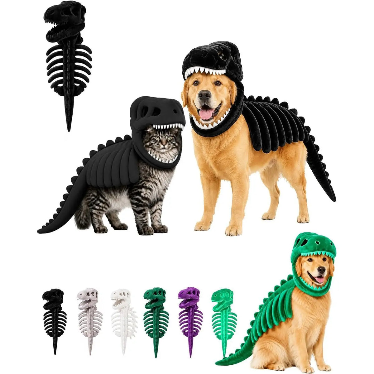 Funny Dinosaur Skeleton Pet Costume for Dogs and Cats Halloween