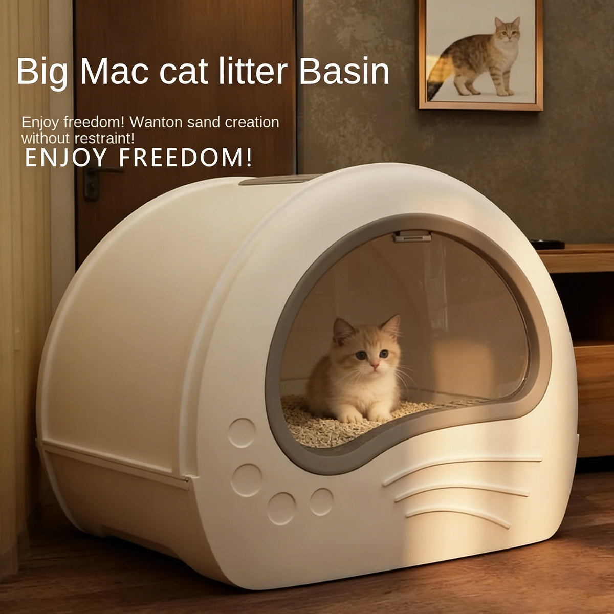 Fully Enclosed Drawer Cat Litter Box, Odor-Blocking & Splash-Proof