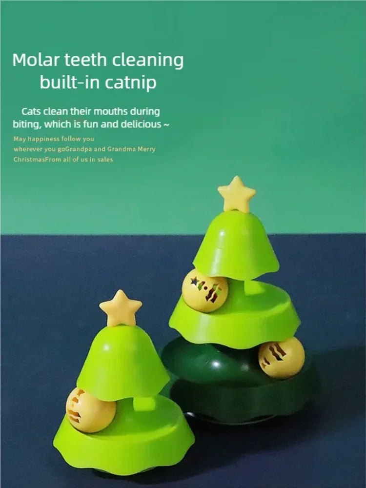 Christmas Tree Shaped Cat Track Turntable Toy Self Play Kitten