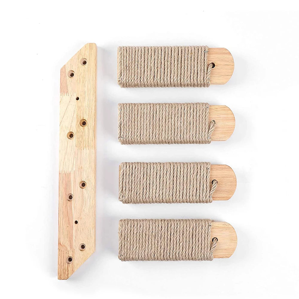 Wall-Mounted Cat Climbing Shelf Set with Scratching Post & Hammock