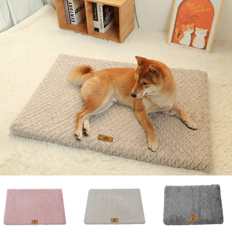 Orthopedic Memory Foam Dog Crate Bed with Washable Faux Fur Cover