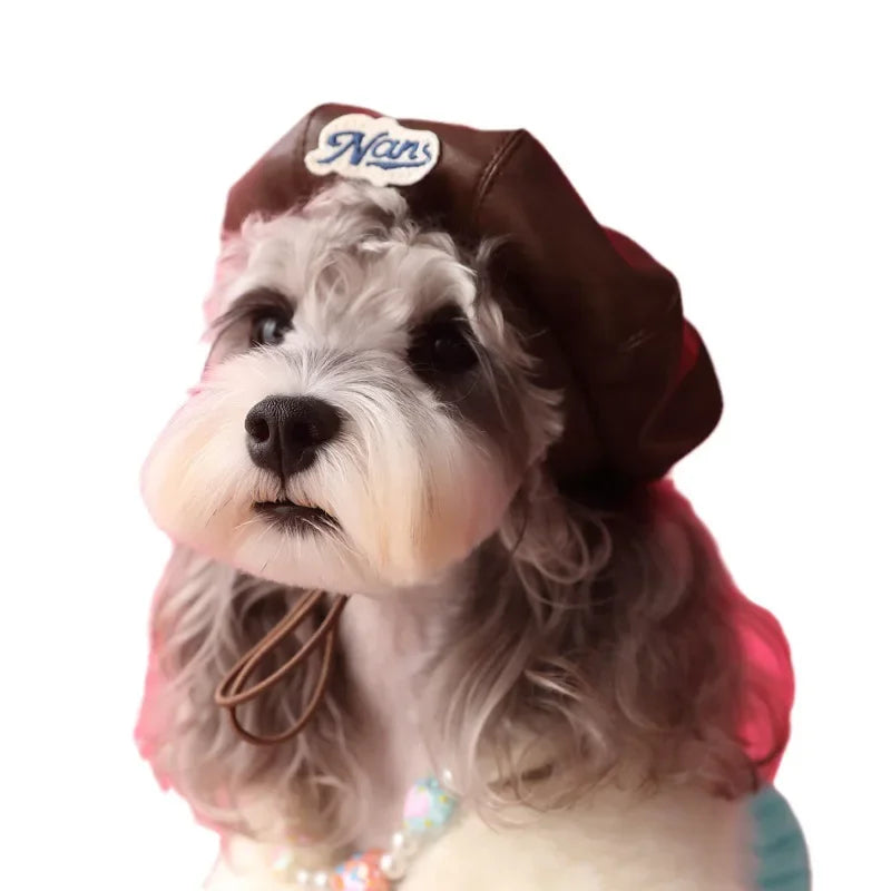 Faux Leather Pumpkin Hat for Dogs, Cute Fall Photo Prop Cap for Pets