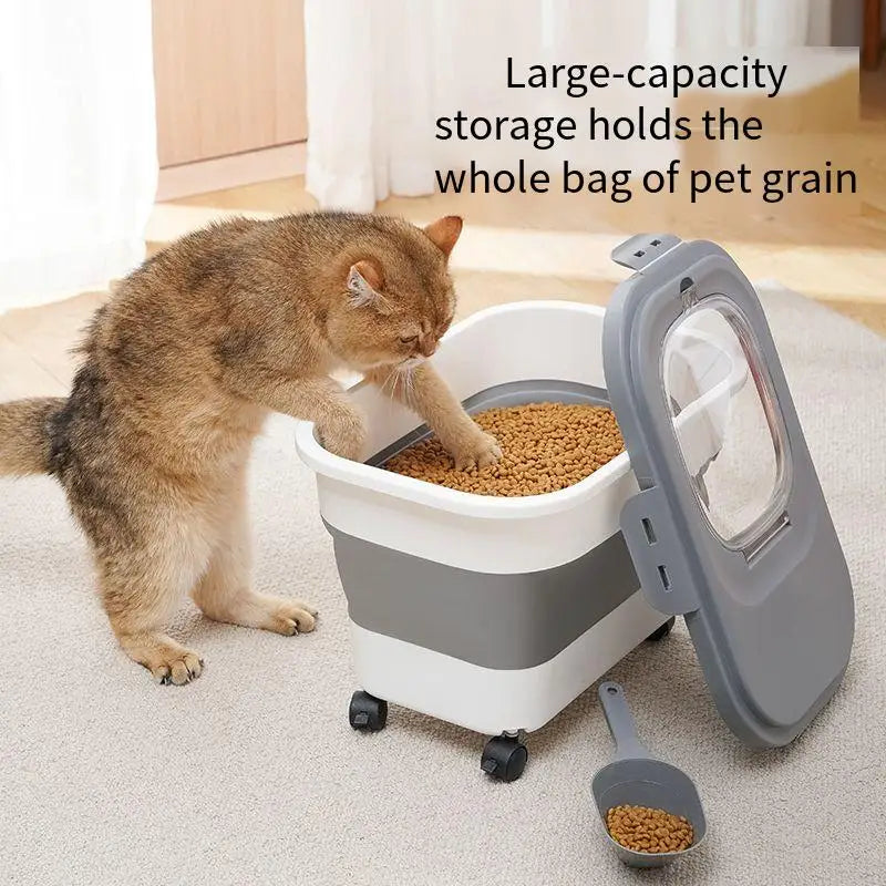 Collapsible Airtight Pet Food Storage Container with Lid, 13-33 lb