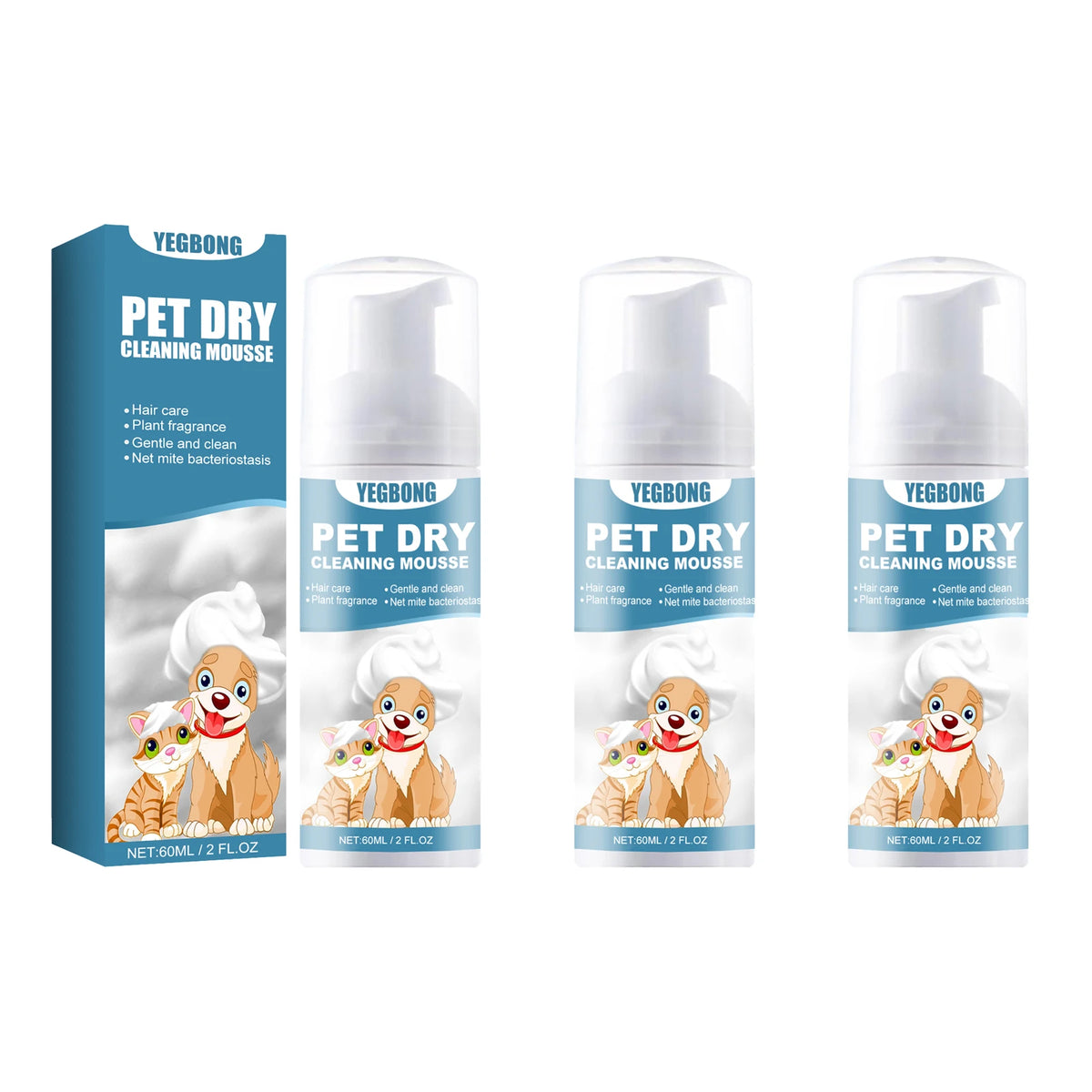 Waterless Pet Dry Shampoo Foam for Dogs & Cats, Odor Neutralizing