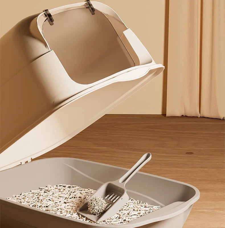 Fully Enclosed Drawer Cat Litter Box with Splash-Proof Anti-Odor Lid