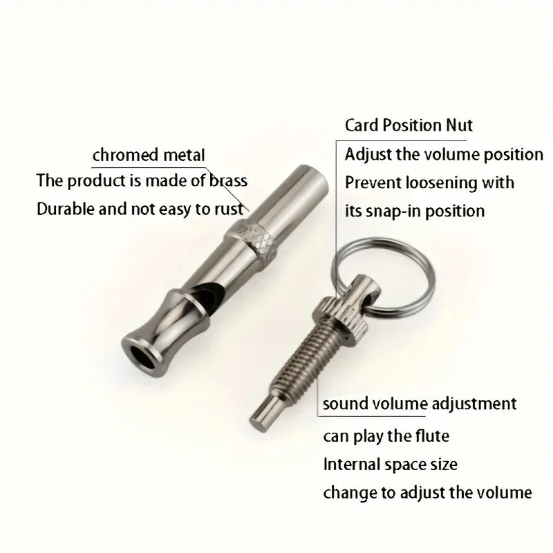 Adjustable Pitch Dog Training Whistle with Keychain, Bark Control