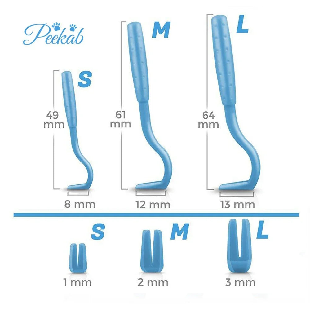 Pet Flea & Tick Remover Hook Tweezer Set for Dogs & Cats Grooming