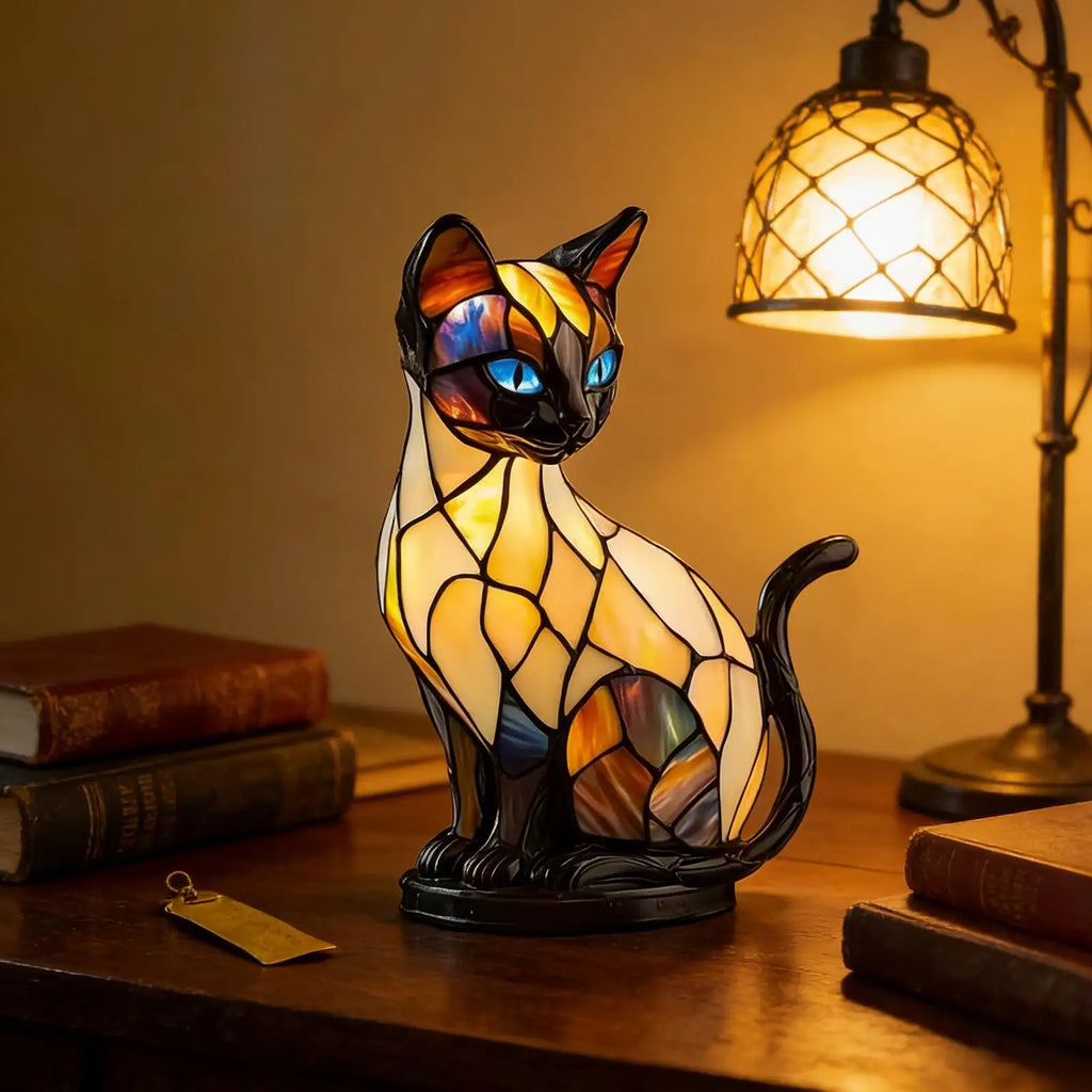 Vintage 3D Resin Cat Lamp, LED Nightlight Decor for Cat Lovers