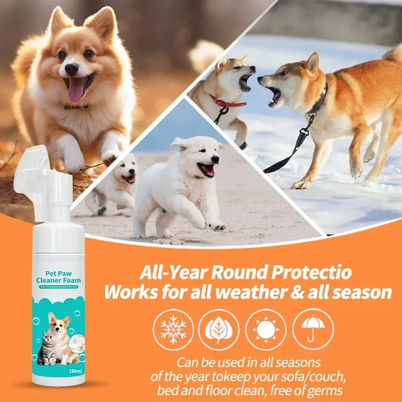 No-Rinse Paw Cleaning Foam for Dogs & Cats, Gentle Foot Wash 150ml