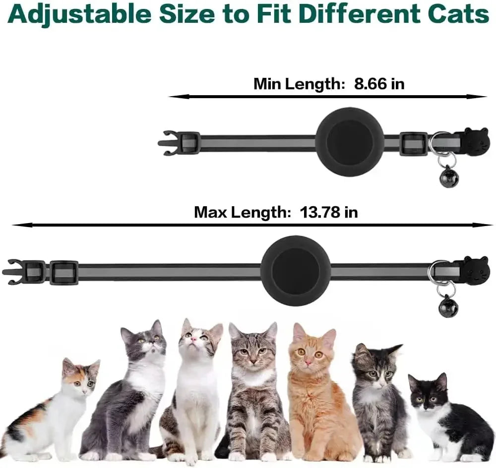 Breakaway Reflective Cat Collar with Bell and AirTag Holder for Cats