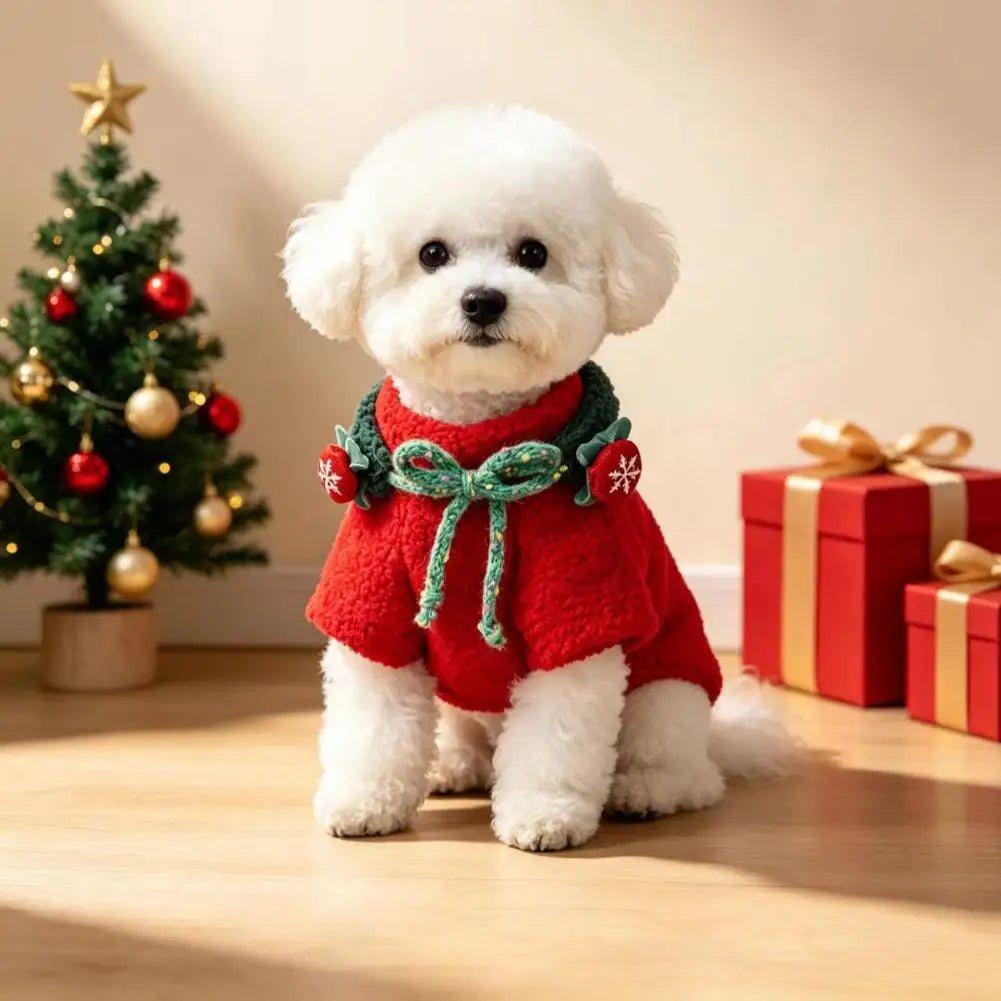 Christmas Red & Green Dog Sweater, Xmas Holiday Pet Clothes