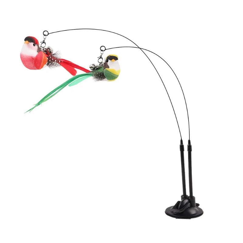 Interactive Cat Wand Toy with Anti-Slip Suction Base, No Battery