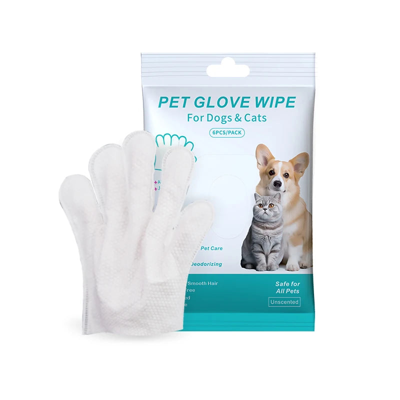 Rinse-Free Pet Bath Wipe Gloves for Dogs & Cats, Deodorizing