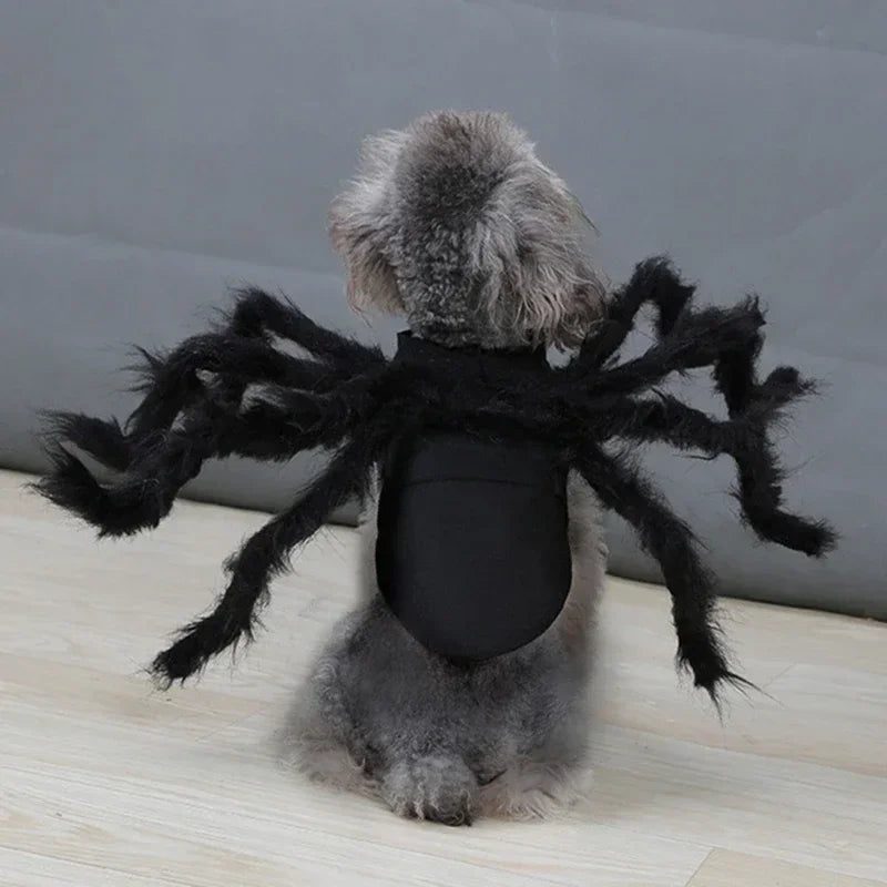 Furry Spider Costume for Dogs and Cats, Easy-On Halloween Pet Outfit