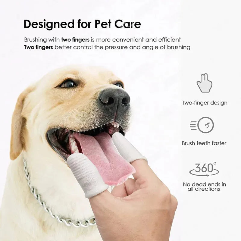 Two-Finger Pet Toothbrush Cots for Dogs & Cats, Tartar Cleaning Pack