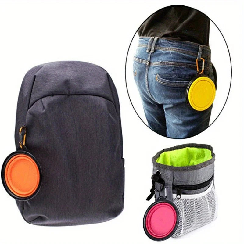 Foldable Silicone Dog Travel Bowl, Portable Water & Food Dish