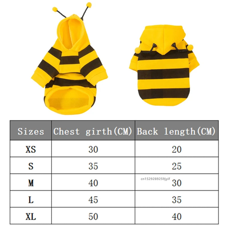 Bee Costume Hoodie for Dogs & Cats, Warm Pet Outfit