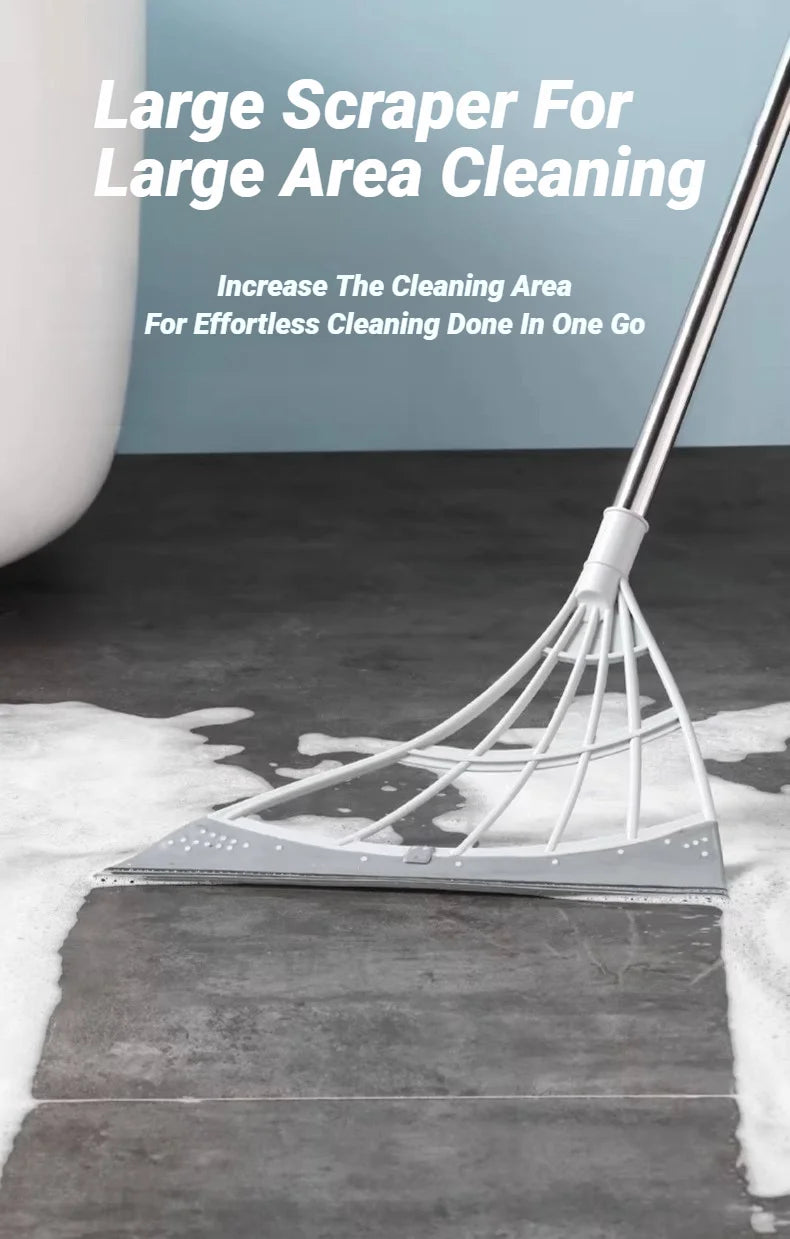Silicone Pet Hair Broom and Floor Squeegee for Carpets and Tile Floors