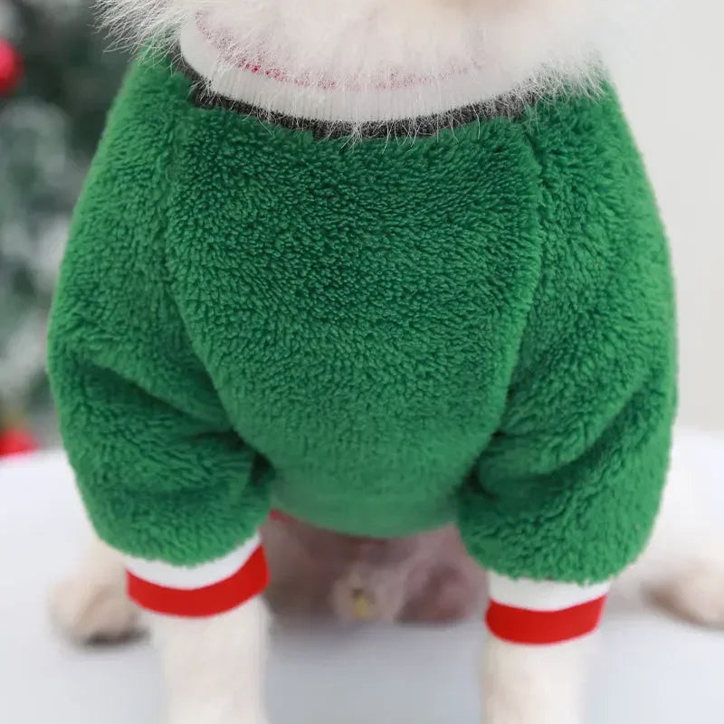 Christmas Elk & Santa Dog Hoodie, Warm Winter Pet Coat