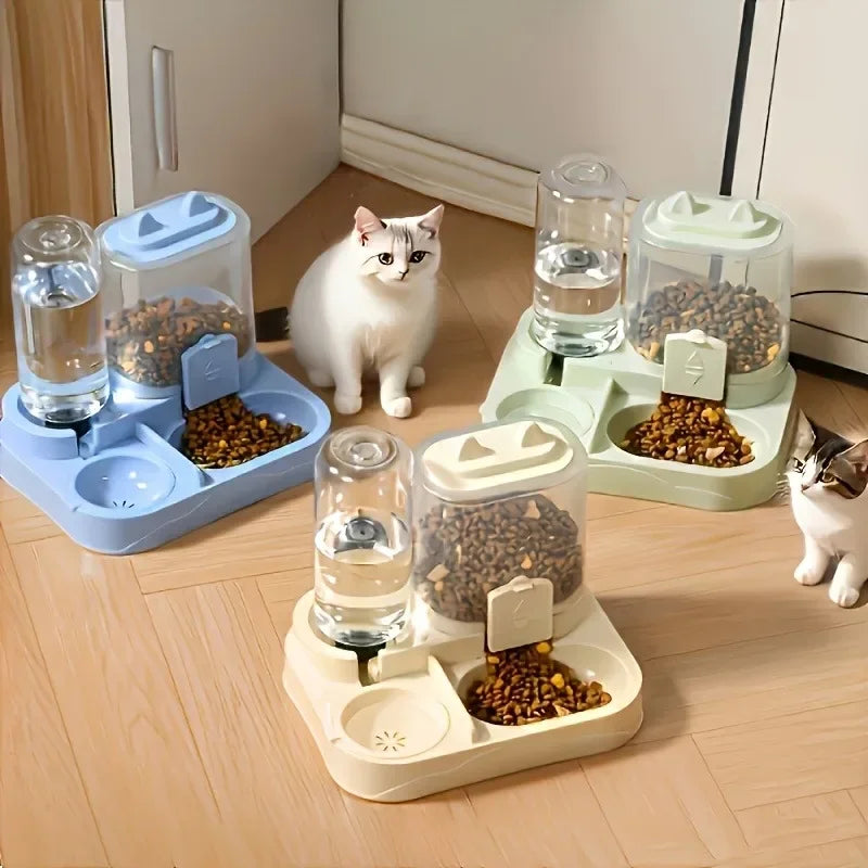 Automatic Gravity Pet Feeder & Water Dispenser Dual Bowl Set