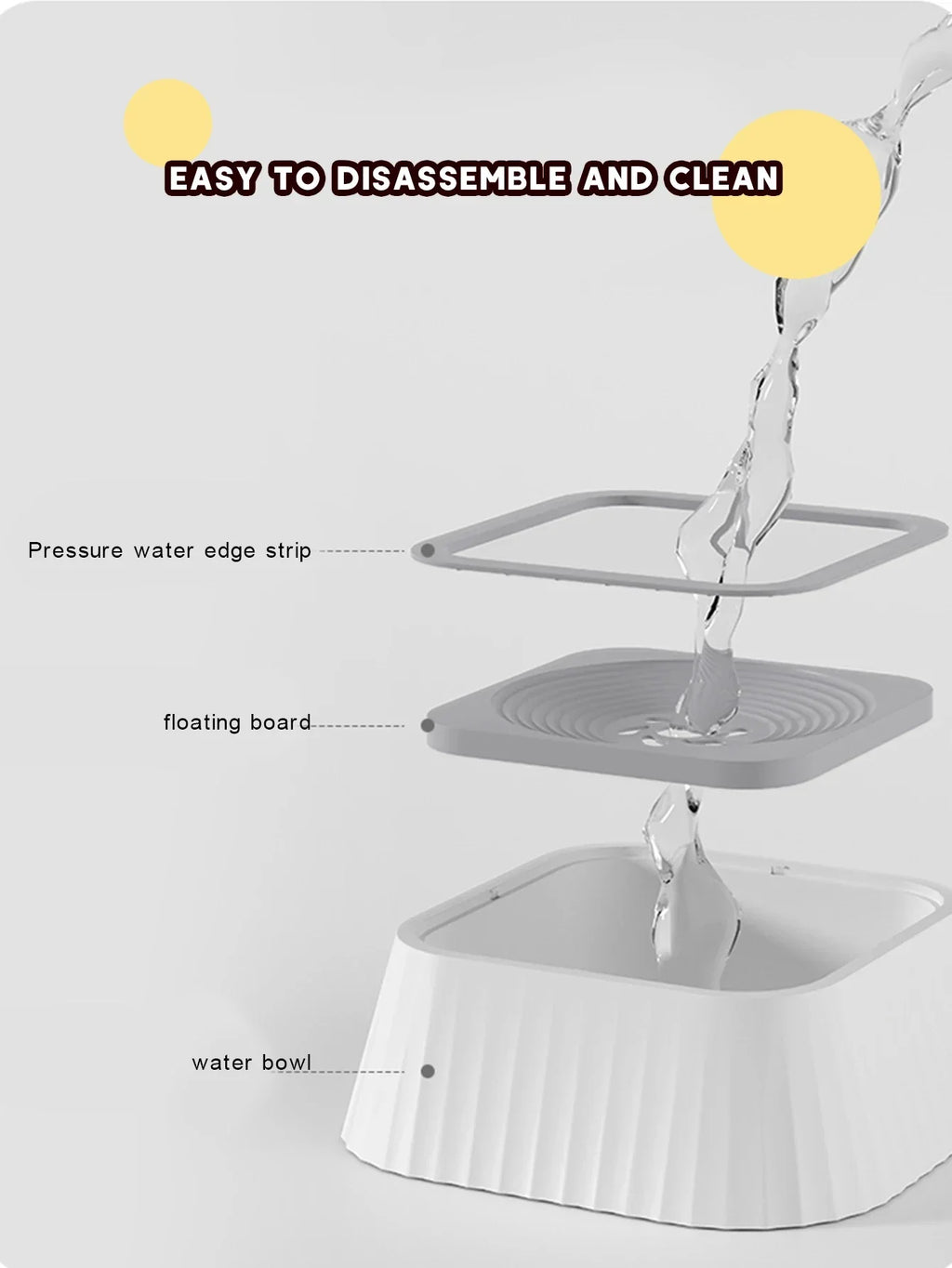 No-Spill Floating Plate Dog Water Bowl, Slow Drinking Dish