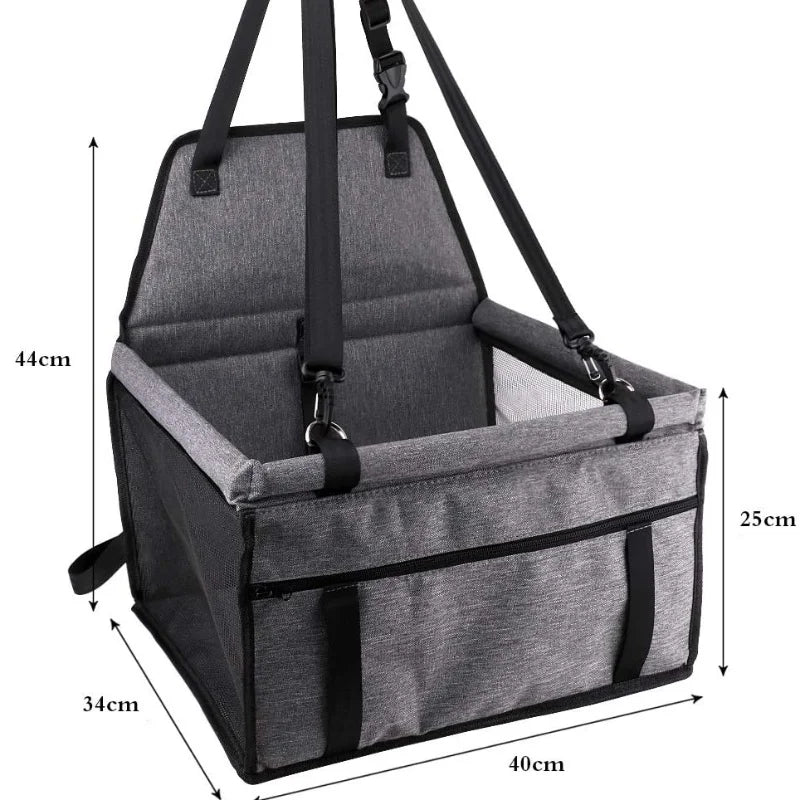 Foldable Dog Car Seat Basket with Safety Leash for Small Pets