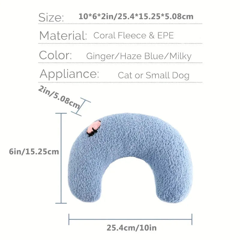 Calming Half-Donut Cuddler Pillow for Cats, Ultra Soft Plush