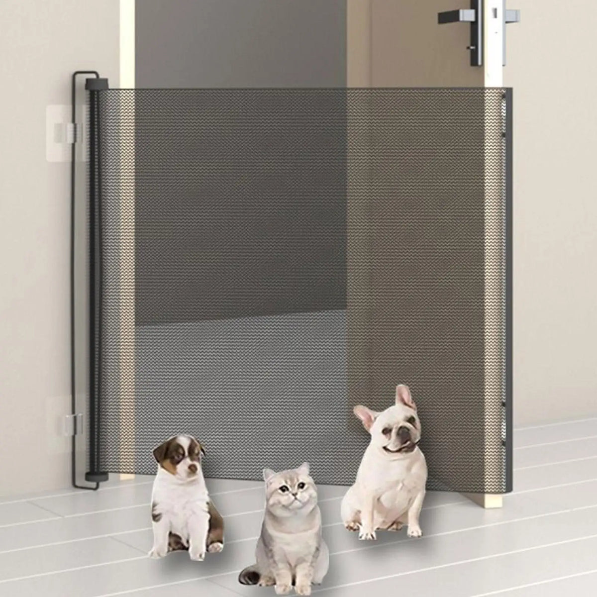Retractable Mesh Pet Gate for Stairs & Doorways, Indoor Dog Barrier