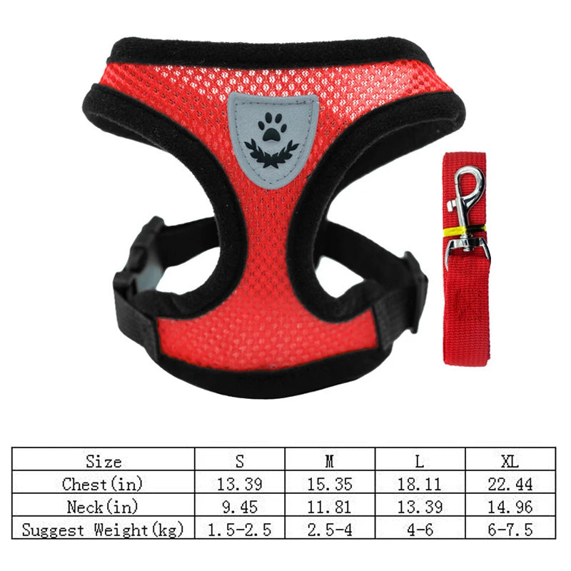 Breathable Dog Chest Harness with Leash – Summer Mesh Vest Set