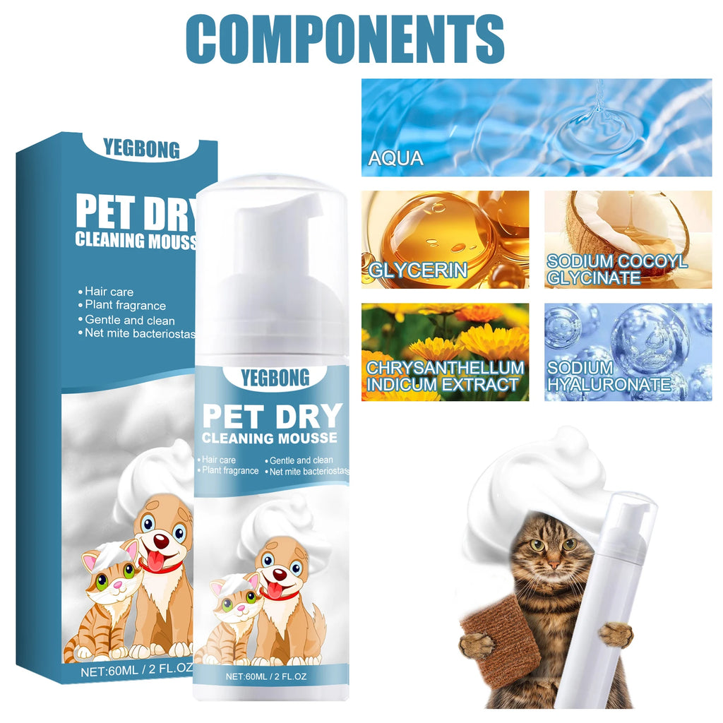 Waterless Pet Dry Shampoo Foam for Dogs & Cats, Odor Neutralizing