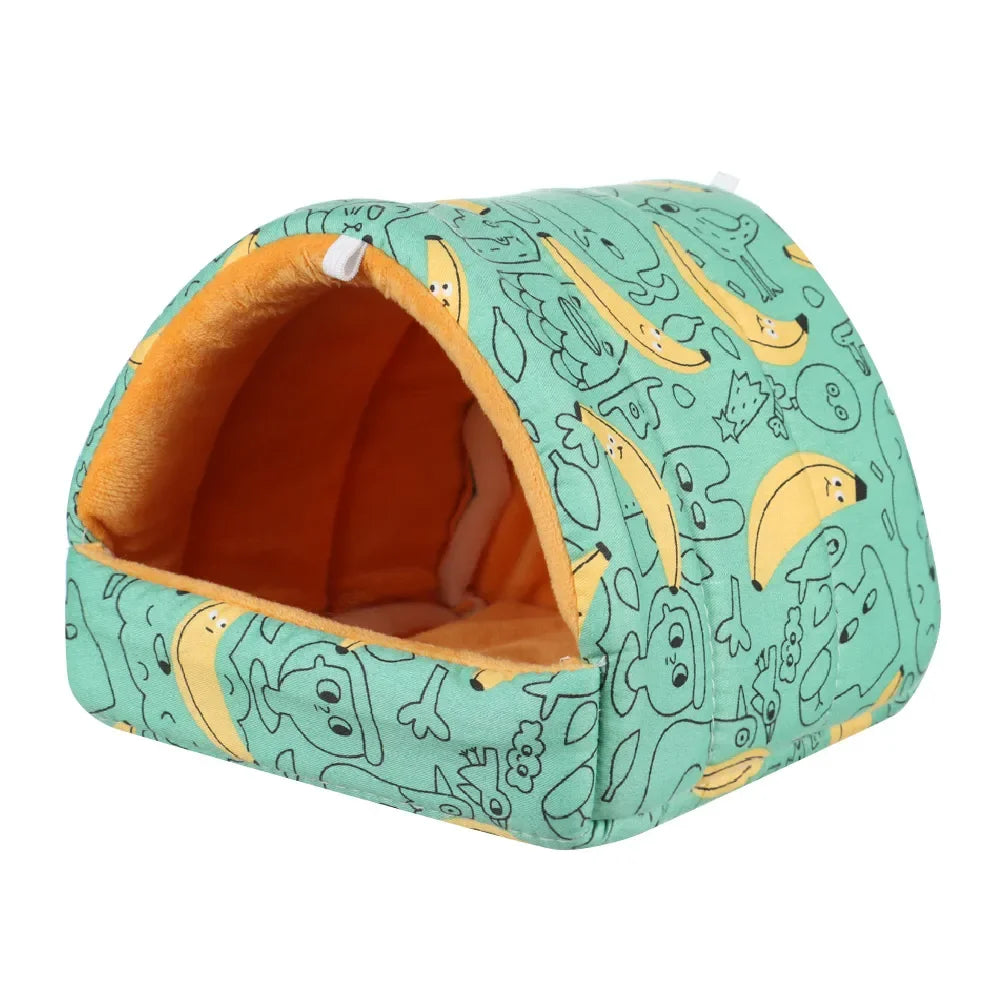Cute Cartoon Guinea Pig Bed Nest, Warm Plush Small Animal House