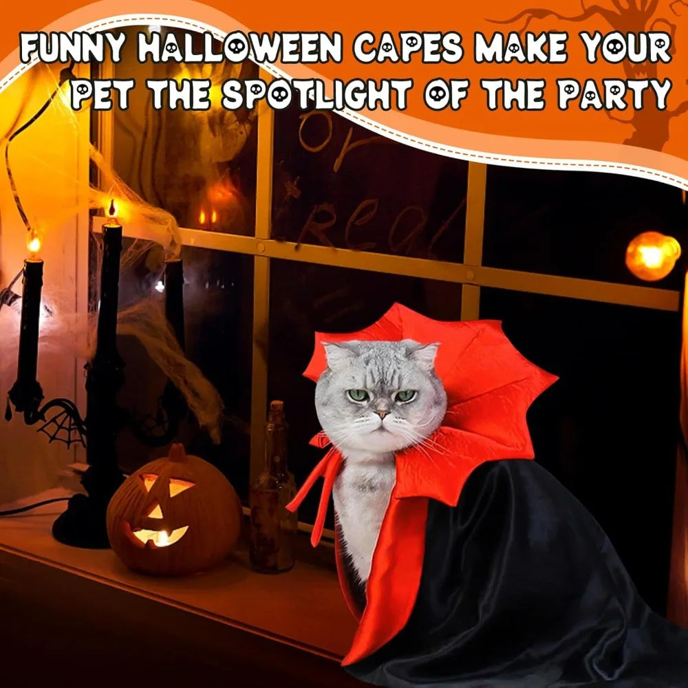 Halloween Vampire Cloak Costume for Dogs and Cats, Adjustable Cape